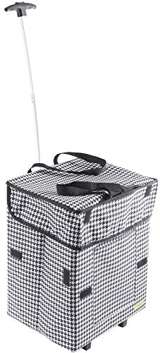 dbest products Bigger Smart Cart, Houndstooth Collapsible Rolling Utility Cart Basket Grocery Shopping Teacher Hobby Craft Art - color: Houndstooth, size: Bigger
