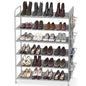 Simple Houseware 6-Tier Shoe Rack Storage Organizer w/Side Hanging Bag, Grey - color: Grey