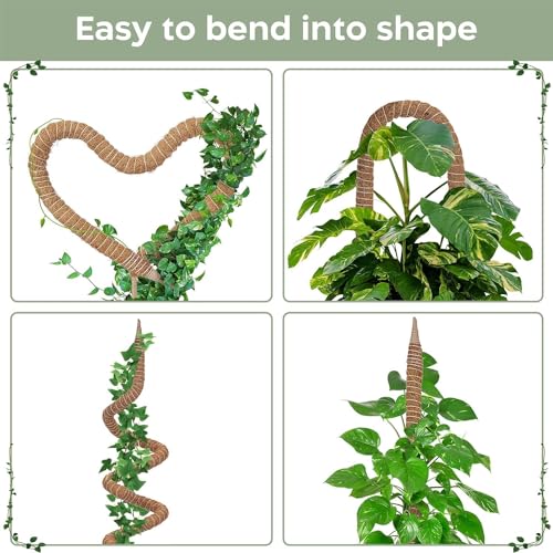 K-Brands 48'' Bendable Moss Pole Monstera Plant Support - Coconut Palm Fiber - Brown - Rectangular - Climbing Plant Support Structure - size: 1-Pack (48 in)