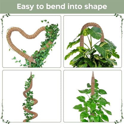 K-Brands 48'' Bendable Moss Pole Monstera Plant Support - Coconut Palm Fiber - Brown - Rectangular - Climbing Plant Support Structure - size: 1-Pack (48 in)