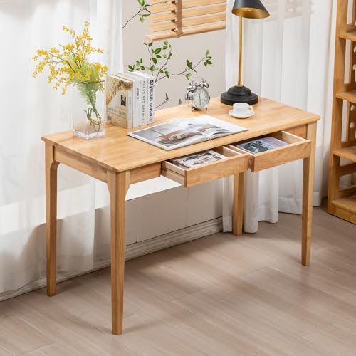 Solid Wood Desk, Gaming Study Home Office Desks for Work, Student PC Desk for Bedroom, Small Computer Desk for Small Spaces, Easy to Assemble (Wood Color, 47inch) - color: Wood Color, size: 47inch