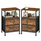 SONGMICS Nightstand, Bed Side Table, End Table with 2 Drawers | 1 Open Shelf, Industrial, Set of 2, Rustic Brown, BELLAH Collection ULGS062K101S - color: Rustic Brown, style: 2 Drawers-2Pc
