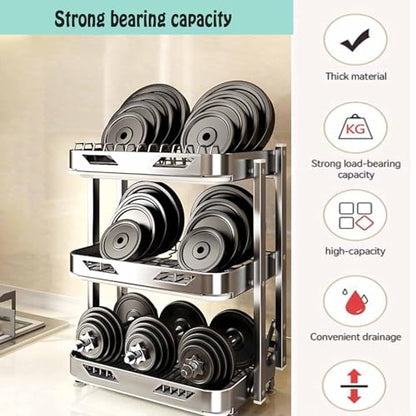 Foldable Dish Rack,Stainless Steel Drain Rack,9.83 * 16.54 * 24IN | 3 Tier Dish Drying Rack,Rustproof Dish Drainer for Kitchen Countertop with Drain Tray,Silver