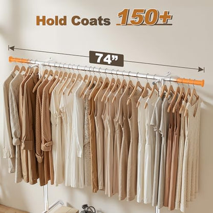 Raybee Heavy Duty Clothes Rack Rolling Garment Rack with Extra Hanging Hook | Expandable, Height Adjustable, Tool-free Assembly, 360° Lockable Wheels, Rolling Clothing Rack for Bedroom Laundry Room - color: Chrome, style: Mesh Shelf