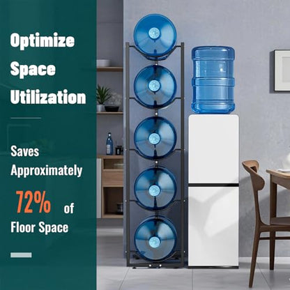 MYLOLF 5 Gallon Water Jug Stand Holder: 5 Tier Blue Steel Rack, 14.5 x 53 x 14 Inches, Holds Up to 5 Jugs, 22 Pounds Each, Space-Saving Design, Indoor Use, Office, Kitchen, Gym, Living Room - size: 5 Tier