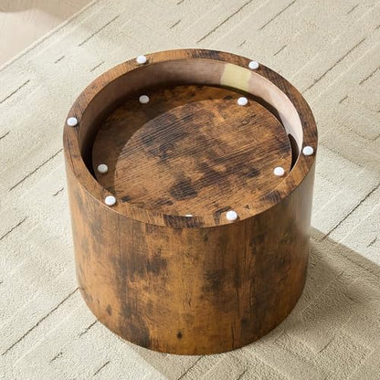 Nesting Coffee Table Set of 2, Modern Round Coffee Table, Accent Side Tables for Small Spaces Living Room Office,Dark Brown - color: Dark Brown