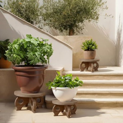 3 Pcs Wooden Plant Stand Indoor 8/9/11",Walnut Color,Low - color: Walnut Color