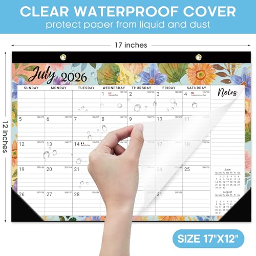 Desk Calendar 2026-2027, 18-Month Calendar Runs from July 2026 to December 2027, Large 17" x 12" Monthly Desktop & Wall Calendar for Home & Office - Botanic Whimsy - color: b-Botanic Whimsy, size: Jul 2026 – Dec 2027
