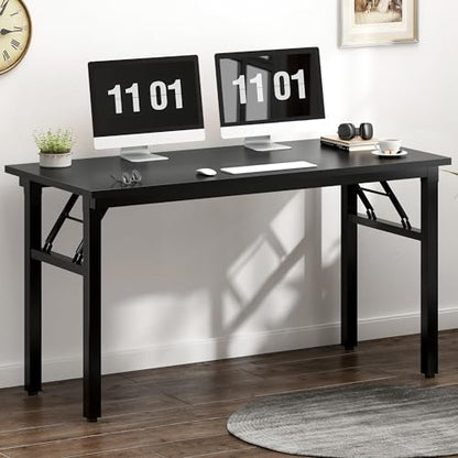 Need Computer Desk Office Desk 47 inches Folding Table with BIFMA Certification Computer Table Workstation No Install Needed, Black Brown - color: Black, size: 47 inches