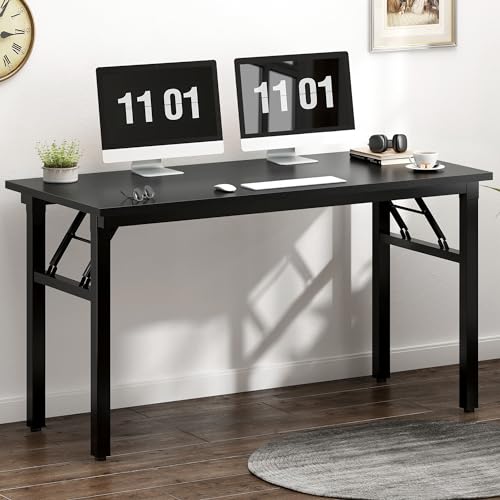 Need Computer Desk Office Desk 47 inches Folding Table with BIFMA Certification Computer Table Workstation No Install Needed, Black Brown - color: Black, size: 47 inches