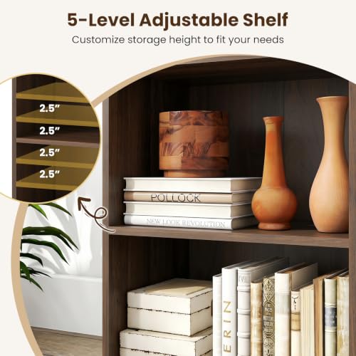 Giantex 2-Cube Bookshelf, 2-Layer Storage Shelf Bookcase | Display Shelf with Open Storage Space for Living Room, Home Office, Multi-Functional Furniture Display Cabinet, Dark Walnut - color: Dark Walnut