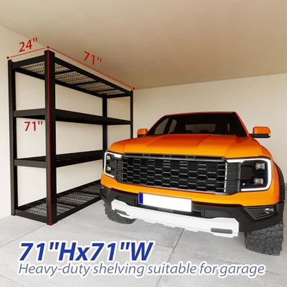 71" Wx71 H Industrial Shelving,8000LBS Garage Storage Shelves,4 Tier Adjustable Metal Shelving,Heavy Duty Shelving for Factory, Garage,Warehouse,Barn (1)