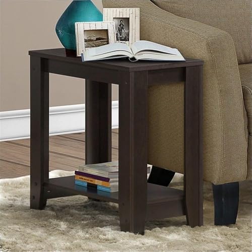 Pemberly Row Accent Table, 22 in H x 24 in W x 12 in D, Cappuccino Finish, Solid Wood with 2 Open Shelves, Tapered Legs, Transitional Style End Table for Living Room or Bedroom - color: Cappuccino