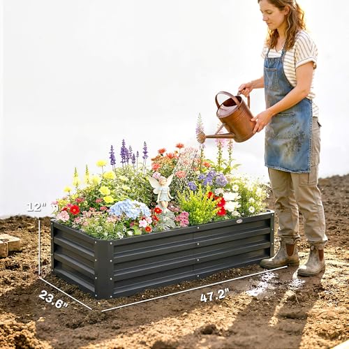 Outsunny Galvanized Raised Garden Bed, 4' x 2' x 1' Metal Planter Box, for Growing Vegetables, Flowers, Herbs, Succulents, Gray - color: Gray, size: 4' x 2' x 1' (2 pc)