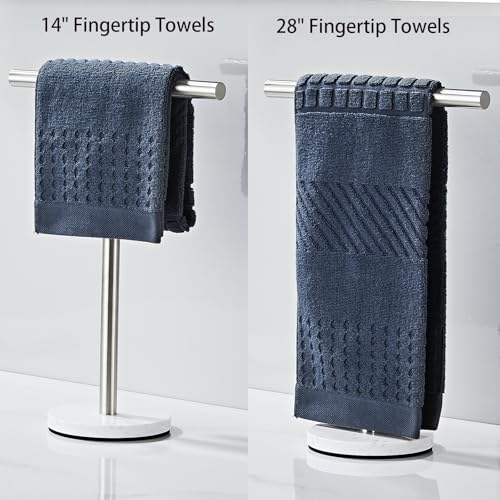 Hand Towel Holder, 15 Inch T-Shape Freestanding Towel Rack Stand for Bathroom & Kitchen Countertop with Brushed Nickel Finish and Marble Base - color: Brushed Nickel