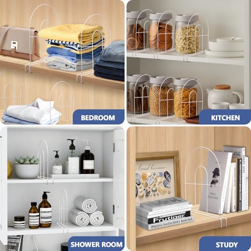 8-Pack 12" Tall Metal Shelf Dividers for Wood Closet Shelves | Closet Shelf Organizer, Easy to Install, No Tool, White PE Coating Steel - size: 8-PACK, style: Metal Height 12inch