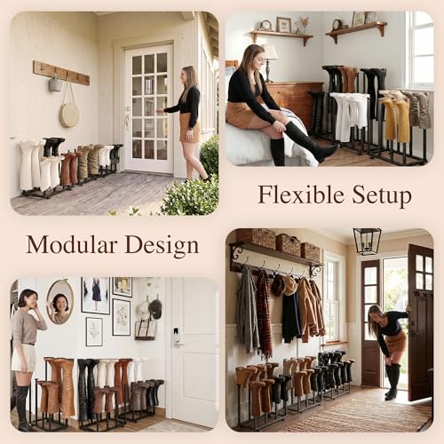 Adjustable Height Boot Rack, Metal Free Standing Shoe Storage Shelf | Cowboy Boots Organizer, Narrow Space-Saving Tall Boot Holder, for Closet Entryway Garage Bedroom, Outdoor, Apartment,12 Pairs - size: Adjustable Height (12 Pairs)