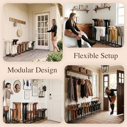 Adjustable Height Boot Rack, Metal Free Standing Shoe Storage Shelf | Cowboy Boots Organizer, Narrow Space-Saving Tall Boot Holder, for Closet Entryway Garage Bedroom, Outdoor, Apartment,12 Pairs - size: Adjustable Height (12 Pairs)