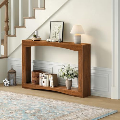 Narrow Console Table, 5.9'' Thin Entryway Table, Behind Couch Table for Small Spaces, Small Farmhouse Hallway Table, for Living Room, Hallway, Foyer, Reddish Brown CT19WL - color: Reddish Brown