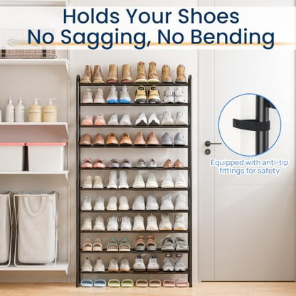 ENJOYBASICS Expandable Shoe Rack, 32.4'' Wide - 10 Tier Adjustable Shoe Organizer Shelf for Closet, 40 Pairs Black Metal Free Standing Shoe Rack Storage for Garage, Entryway - size: 10 Tier (20-40 Pairs)