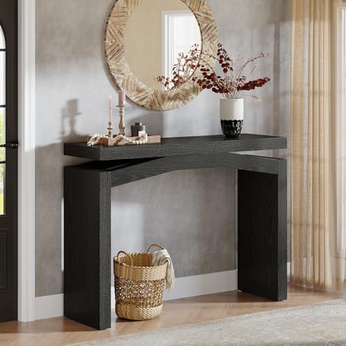 Tribesigns 40-Inch Console Table for Entryway, Farmhouse Sofa Console Behind Couch, Small Entry Table for Hallway, Foyer, Living Room, Black - color: Black