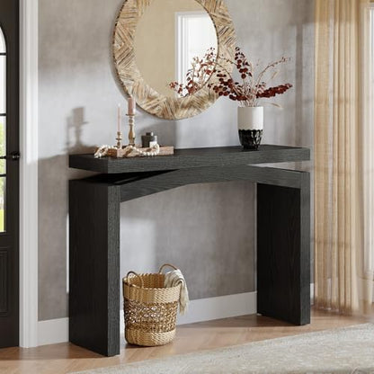 Tribesigns 40-Inch Console Table for Entryway, Farmhouse Sofa Console Behind Couch, Small Entry Table for Hallway, Foyer, Living Room, Black - color: Black