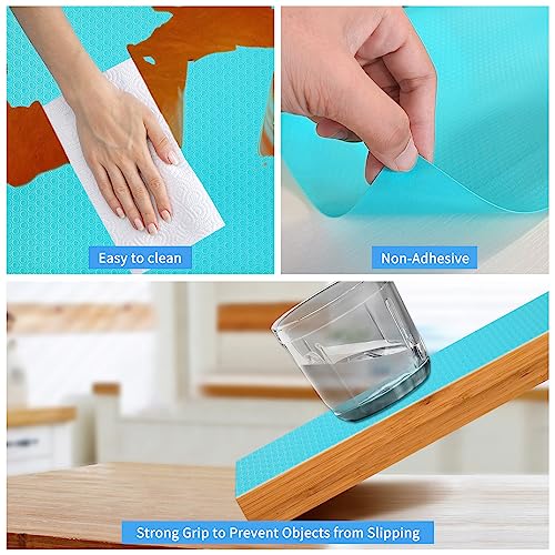 Bloss Blue Shelf Liner Non Adhesive Drawer Liners 12 x 236 inch BPA Free Waterproof Drawer Mat for Kitchen, Cabinets, Bathroom, Cupboard, Shelves - color: Blue, size: 12"W x 236"L