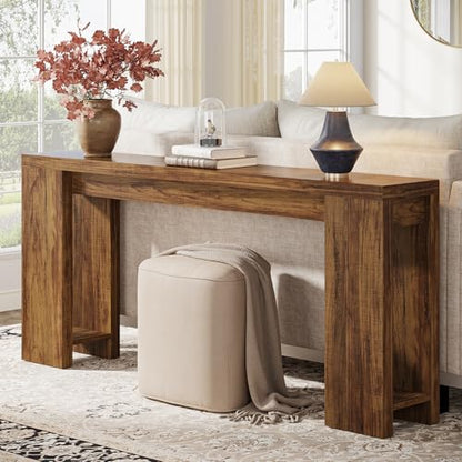 Tribesigns 70.9-Inch Extra Long Console Table, Farmhouse Wood Sofa Table Behind Couch, Narrow Entryway Accent Table for Living Room, Hallway, Entrance, Foyer, Dark Brown - color: Dark Brown