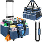 Large Rolling Cleaning Caddy Bag with Detachable Trolley,Cleaning Cart on Wheels with Shoulder Strap,Cleaning Supplies Organizer for Housekeepers,Blue - color: Blue