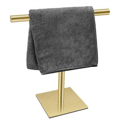 Freestanding Hand Towel Holder Countertop Modern Stand Towel Rack with Square Base Space Saving 304 Stainless Steel Hand Towel Holder Brushed Gold Finished - color: Freestanding Stainless Steel Towel Rack Brushed Gold on Countertop
