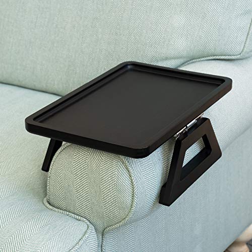 Shamrock Home Bamboo Trayble Couch Arm Table, Clip On Tray Sofa Table for Couches. Sofa Arm Tray for TV Dinners, Remotes, Drinks, Snacks and Small Spaces - 13.75 x 9.5inch, Black - color: Black, size: Regular 13.75 x 9.5", style: Bamboo Rectangular
