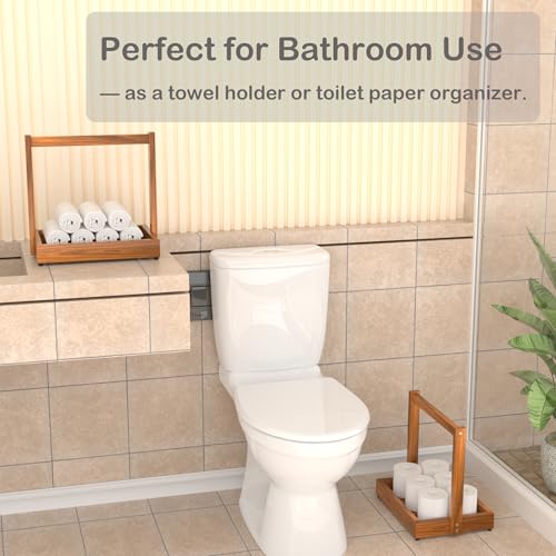 Teak Shower Caddy, Bathroom Organizer Basket with Non-Slip Base | Versatile Teak Basket Stores Toiletries, Towels, Toilet Paper, Spices or Fruit, with a Non-slip Base for Stable Placement - size: 1 Tier