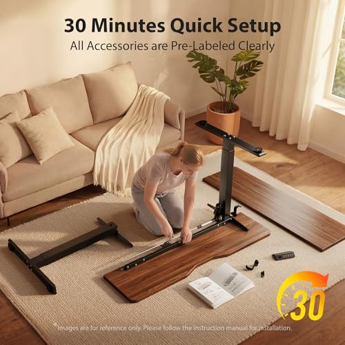 Cubiker Standing Desk, 40x24 Inches Sit Stand Home Office Desk, Electric Stand up Desk, Adjustable Desk with Splice Board, Black Frame/Black Walnut Top - color: Black Walnut, size: 40x24