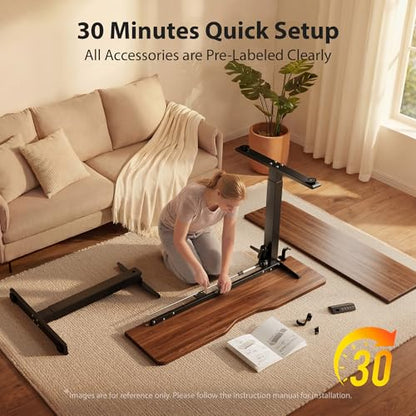 Cubiker Standing Desk, 55x24 Inches Sit Stand Home Office Desk, Electric Stand up Desk, Adjustable Desk with Splice Board, Black Frame/Black Walnut Top - color: Black Walnut, size: 55x24