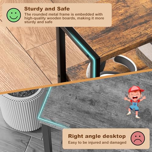 Small Narrow Side Table with Drawers, Skinny End Table for Small Spaces, Slim Nightstand with Storage, sofa bedside Table in Living Room, Bedroom, Study, kitchen and Balcony (Rustic Brown)M-LBZ83B1V1 - color: Rustic Brown&black