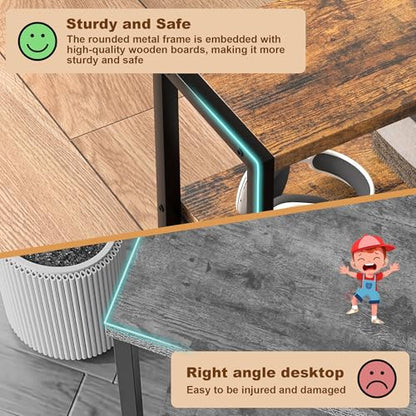 Small Narrow Side Table with Drawers, Skinny End Table for Small Spaces, Slim Nightstand with Storage, sofa bedside Table in Living Room, Bedroom, Study, kitchen and Balcony (Rustic Brown)M-LBZ83B1V1 - color: Rustic Brown&black