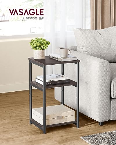 VASAGLE BARNET Collection - Side Table, Small End Table for Living Room, Modern Tall Nightstand, Bedroom, Office, Bathroom, Steel Frame, Chestnut Brown and Ink Black ULET273B74 - color: Chestnut Brown + Ink Black
