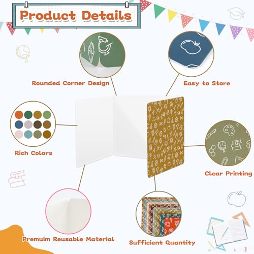 gisgfim 24 Pack Privacy Shields for Student in 12 Boho Colors Desk Dividers Durable Privacy Folders Testing Dividers Shield Study Boards Panel Partition for Classroom Teacher Back to School Supplies - style: Boho