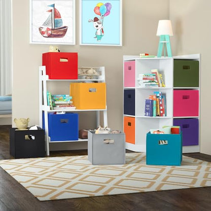 RiverRidge Folding Storage Bins - 2-pack of 10in Tall Dark Purple Cubes | Fabric Bins, Set of 2 Storage Cubes, Cut-out Handles, Playroom Closet Organizer, Collapsible Cubby with Bottom Board Insert - color: 2 Dark Purple 10in H Bins