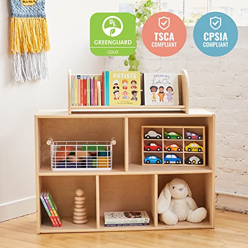 ECR4Kids Streamline 5-Compartment Storage Cabinet, 24in, Classroom Furniture, Natural - color: Natural