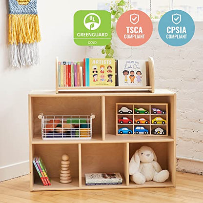 ECR4Kids Streamline 5-Compartment Storage Cabinet, 24in, Classroom Furniture, Natural - color: Natural
