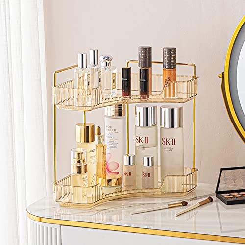 2-Tier Corner Bathroom Counter Organizer – Classic Storage Shelf for Makeup, Perfume & Toiletries, Space-Saving Countertop Tray Fits Bathroom, Dresser, Kitchen (Vintage Gold) - color: Vintage Gold, size: Classic-2 Tier