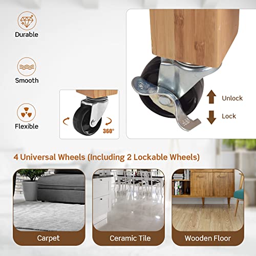 Kitchen Island, Rolling Butcher Block Kitchen Cart on Wheels | Bamboo Kitchen Trolley with Drawers, Shelves, Towel Rack, Small Kitchen Island Cart for Dining Room - size: 32.5"Lx21.5"Wx35.5"H