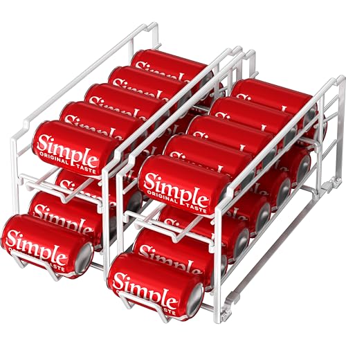 Simple Houseware Stackable Beverage Soda Can Dispenser Organizer Rack, White - 2 Pack - color: White, size: Standard