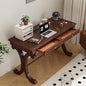 Farmhouse Oak Laptop Desk, Home Office Desks with 2 Storage Drawers, 47.2" Large Work Desk with Curved Legs, Secretary Desk for Home Office, Easy Assembly Vanity Desk, Study Table Station SSZD0036 - size: 47.2"