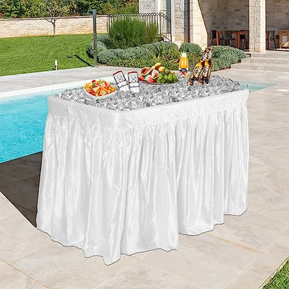 COSTWAY 4FT Cooler Table, Folding Ice Table for Parties with Drain & Bucket & Removable Skirt, Ideal for Tailgate, BBQ & Picnic - size: 48" x 24"