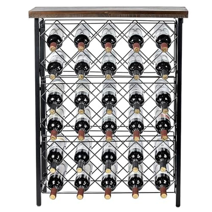 MyGift Wine Rack Freestanding Floor Stand, 9 Tier Wine Bottle Shelf - Holds up to 54 Bottles (with Wood) - color: With Wood