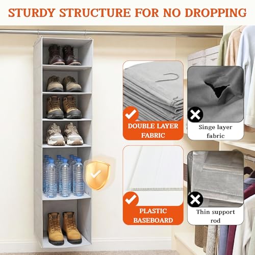 Deep Pocket Hanging Closet Organizer, 8 Tier Hanging Shoe Organizer | Adjustable Shelf Height Closet Organizers and Storage for Sweaters, Shoes, Hoodies & Blankets, Heavy Duty Hanging Shelves - size: Extra Deep