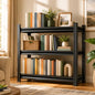 Modern Metal Book Shelf, Heavy Duty Black Bookshelf, Bolt-Free Deep Bookcase for CDs Movies Garage Kit, Adjustable Bookshelf in Living Room, Bedroom, Kitchen, Office, 32" W x14 D x32 H - size: 3-Tier 32"W x14"D x32"H