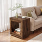 Tribesigns Rustic Wood End Table, 2 Tiered Square Side Table with Storage Shelf, Industrial Sofa Side Table for Living Room, Entrance (Rustic Brown) (1) - color: Brown